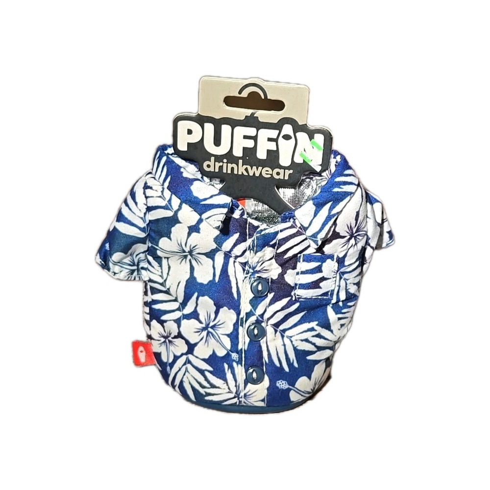 Puffin Drinkware Sailor Blue Floral, NWT, 12 Oz Cans, (020)
